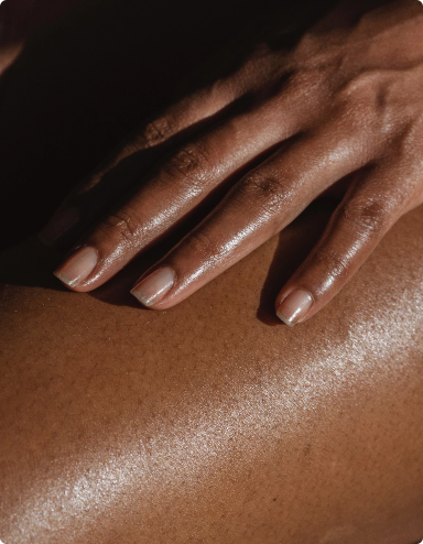 closeup view of clean, glowing skin and body