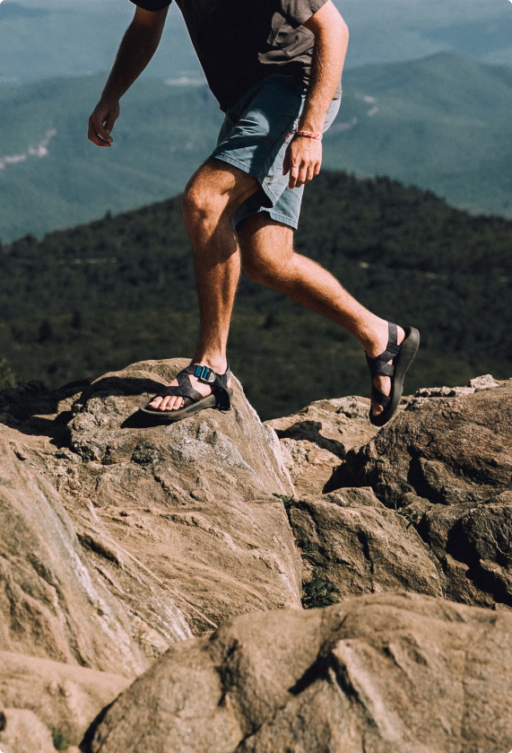 Person hiking on a mountain